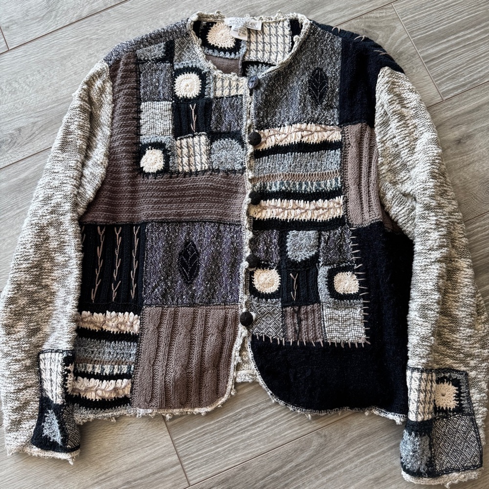 Sandy Starkman Patchwork Knit Cardigan/Jacket - image 1